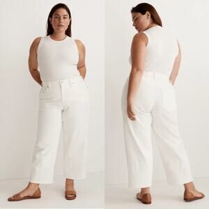 NWT Madewell The Plus Perfect Vintage Wide-Leg‎ Crop Jean 18W Tile White